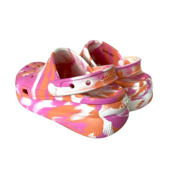 Crocs Girls Marbled Cutie Platform Clogs Size 2 NWOT Papaya Pink & Orange - Picture 10 of 14